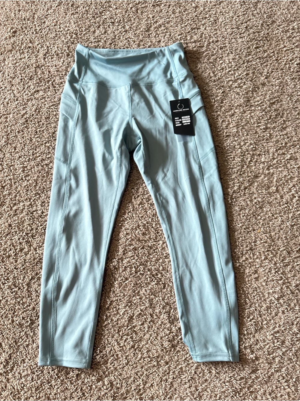 Downtown Motion Women’s Ankle Leggings S Blue Solid Pull-On Yoga Polyester